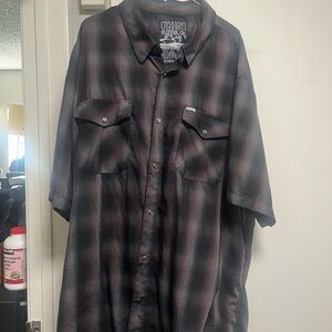 Lux Black and Gray Casual Button Down Shirt